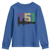 Funny Mardi Gras Mobile Alabama Youth Sweatshirt 251 Skyline Area Code Glitter Print