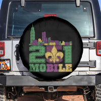 Funny Mardi Gras Mobile Alabama 251 Spare Tire Cover Skyline Area Code Glitter Print