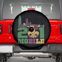 Funny Mardi Gras Mobile Alabama 251 Spare Tire Cover Skyline Area Code Glitter Print