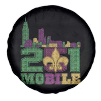 Funny Mardi Gras Mobile Alabama 251 Spare Tire Cover Skyline Area Code Glitter Print