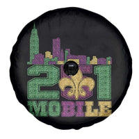 Funny Mardi Gras Mobile Alabama 251 Spare Tire Cover Skyline Area Code Glitter Print