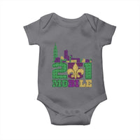Funny Mardi Gras Mobile Alabama 251 Baby Onesie Skyline Area Code Glitter Print