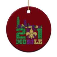 Funny Mardi Gras Mobile Alabama 251 Ceramic Ornament Skyline Area Code Glitter Print