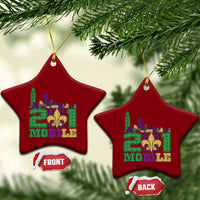 Funny Mardi Gras Mobile Alabama 251 Ceramic Ornament Skyline Area Code Glitter Print