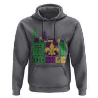 Funny Mardi Gras Mobile Alabama 251 Hoodie Skyline Area Code Glitter Print