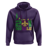 Funny Mardi Gras Mobile Alabama 251 Hoodie Skyline Area Code Glitter Print