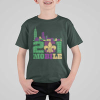 Funny Mardi Gras Mobile Alabama 251 T Shirt For Kid Skyline Area Code Glitter Print