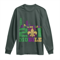 Funny Mardi Gras Mobile Alabama 251 Long Sleeve Shirt Skyline Area Code Glitter Print