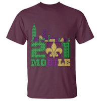 Funny Mardi Gras Mobile Alabama 251 T Shirt Skyline Area Code Glitter Print