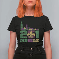 Funny Mardi Gras Mobile Alabama 251 T Shirt For Women Skyline Area Code Glitter Print