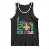 Funny Mardi Gras Mobile Alabama 251 Tank Top Skyline Area Code Glitter Print