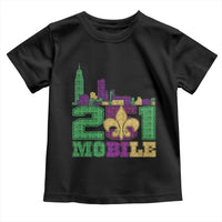 Funny Mardi Gras Mobile Alabama 251 Toddler T Shirt Skyline Area Code Glitter Print