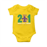 Funny Mardi Gras Mobile Alabama 251 Baby Onesie Where It All Started Area Code Glitter Print