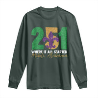 Funny Mardi Gras Mobile Alabama 251 Long Sleeve Shirt Where It All Started Area Code Glitter Print