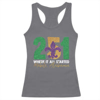 Funny Mardi Gras Mobile Alabama 251 Racerback Tank Top Where It All Started Area Code Glitter Print