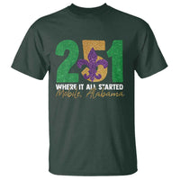 Funny Mardi Gras Mobile Alabama 251 T Shirt Where It All Started Area Code Glitter Print