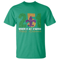 Funny Mardi Gras Mobile Alabama 251 T Shirt Where It All Started Area Code Glitter Print