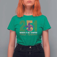 Funny Mardi Gras Mobile Alabama 251 T Shirt For Women Where It All Started Area Code Glitter Print