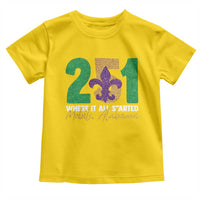 Funny Mardi Gras Mobile Alabama 251 Toddler T Shirt Where It All Started Area Code Glitter Print