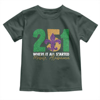 Funny Mardi Gras Mobile Alabama 251 Toddler T Shirt Where It All Started Area Code Glitter Print