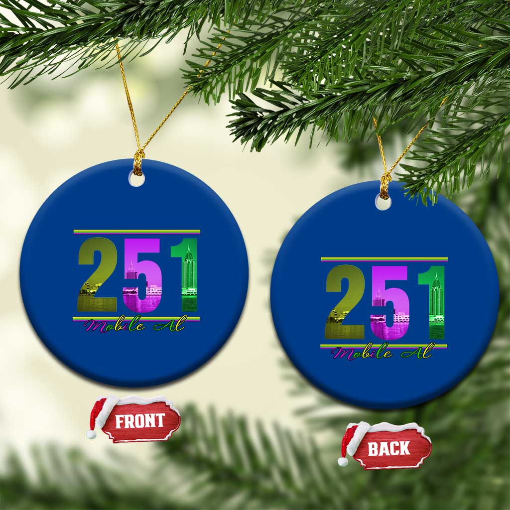 Funny Mardi Gras In Mobile Alabama 251 Ceramic Ornament Skyline Area Code