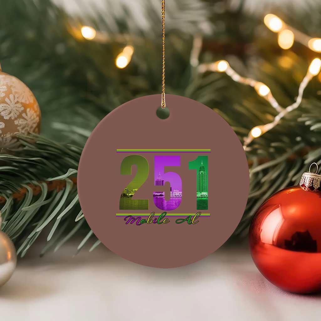Funny Mardi Gras In Mobile Alabama 251 Ceramic Ornament Skyline Area Code