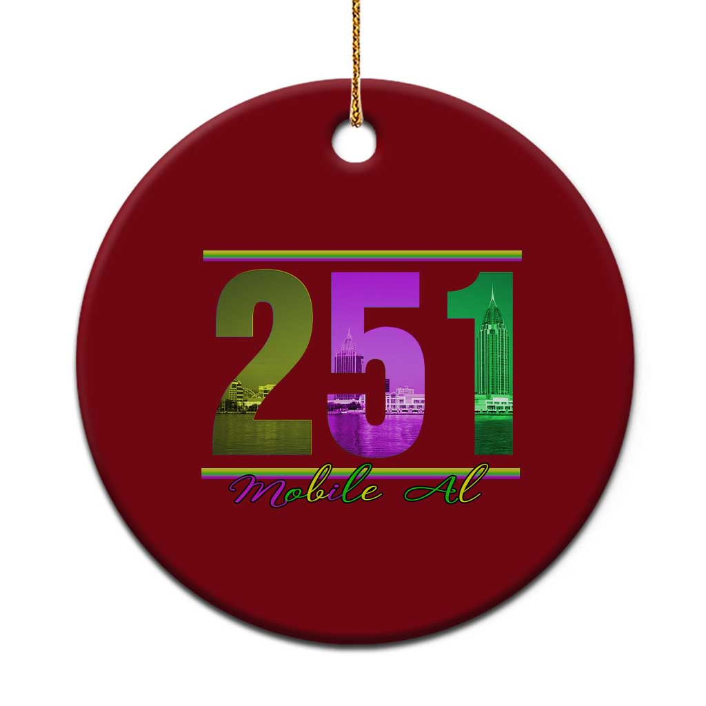 Funny Mardi Gras In Mobile Alabama 251 Ceramic Ornament Skyline Area Code