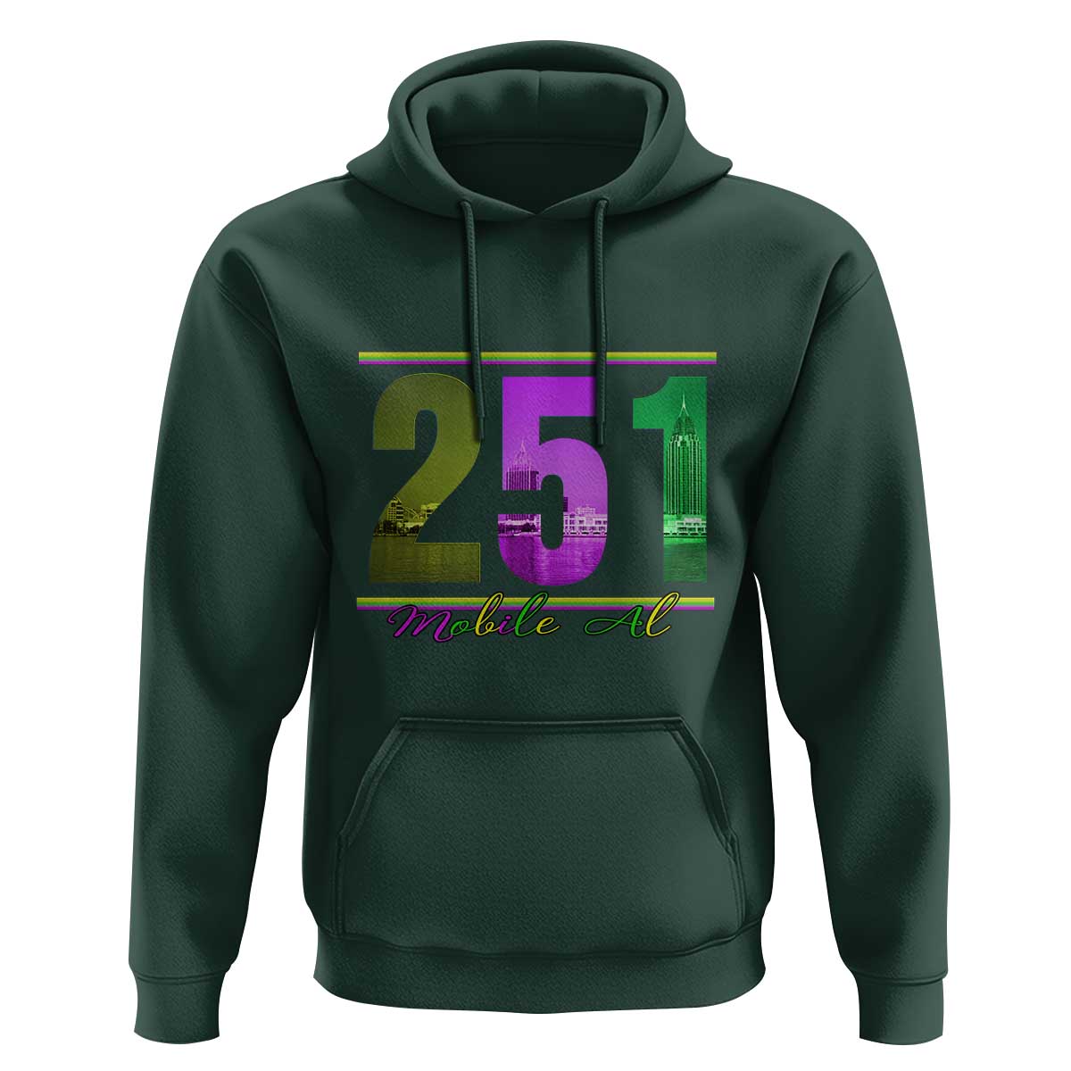 Funny Mardi Gras In Mobile Alabama 251 Hoodie Skyline Area Code