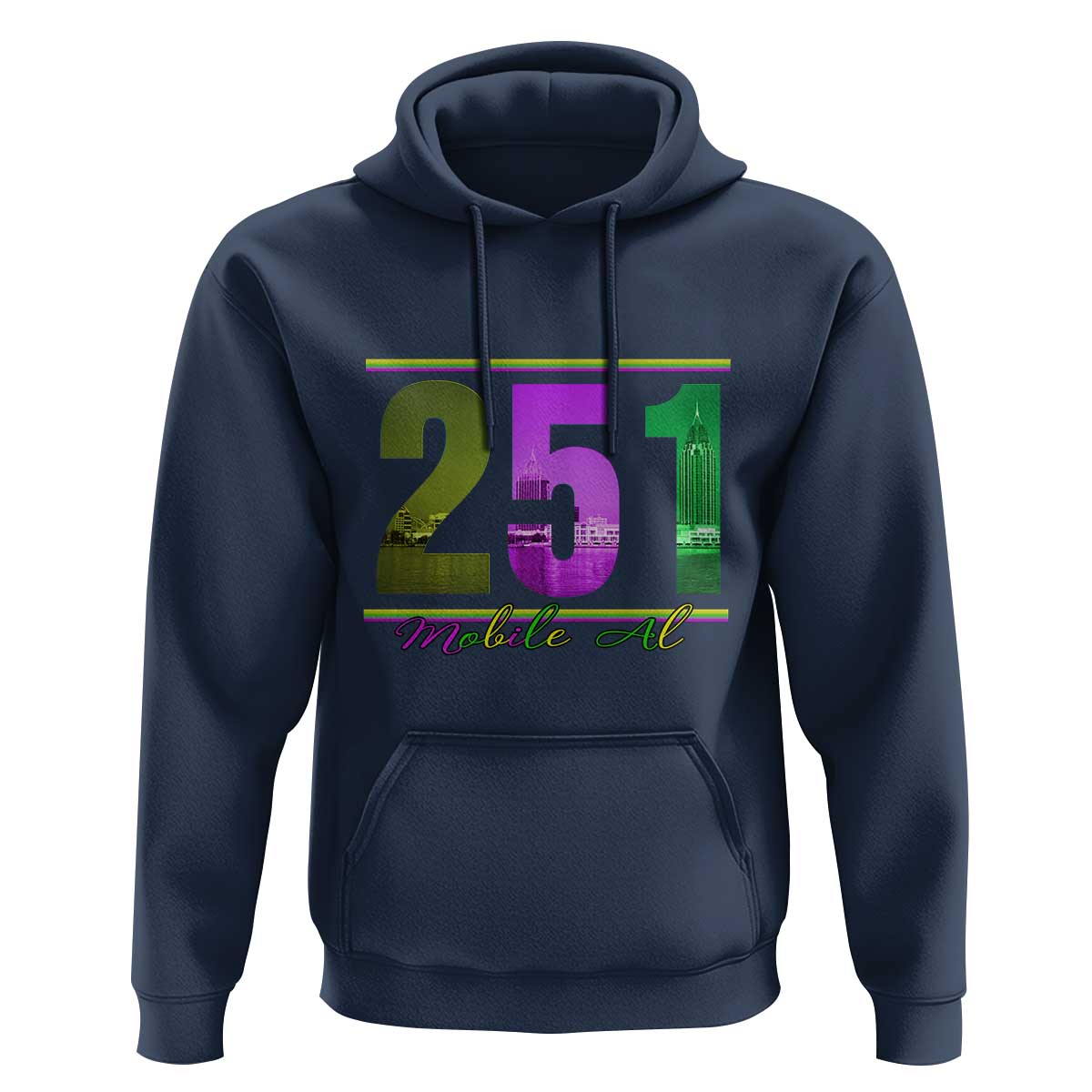Funny Mardi Gras In Mobile Alabama 251 Hoodie Skyline Area Code