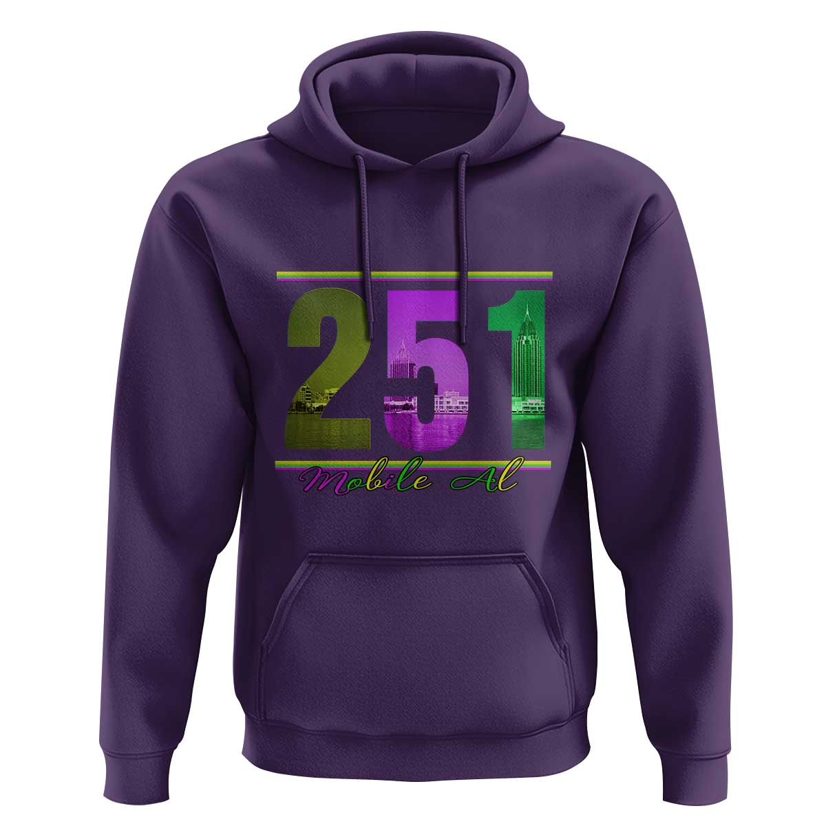 Funny Mardi Gras In Mobile Alabama 251 Hoodie Skyline Area Code