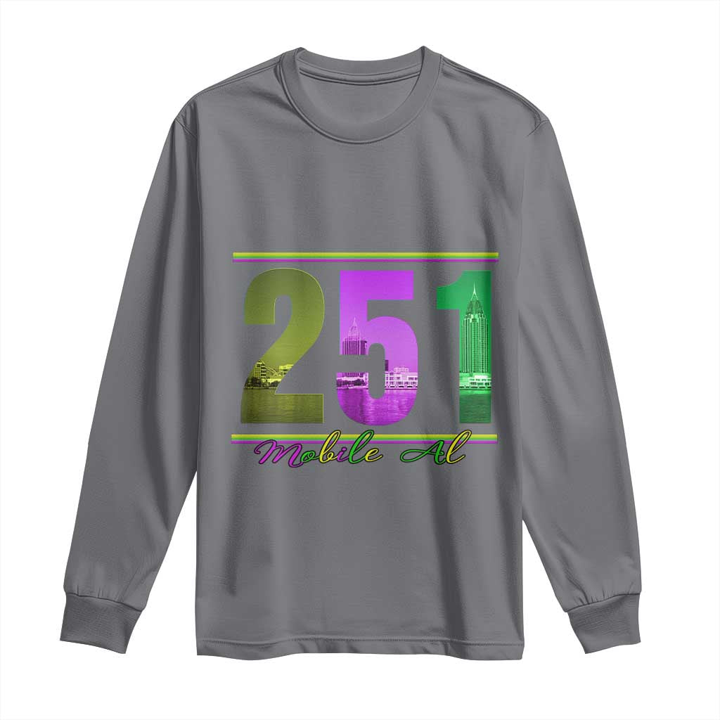 Funny Mardi Gras In Mobile Alabama 251 Long Sleeve Shirt Skyline Area Code