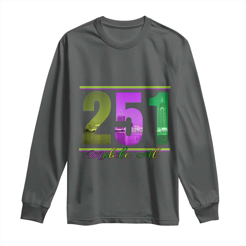 Funny Mardi Gras In Mobile Alabama 251 Long Sleeve Shirt Skyline Area Code