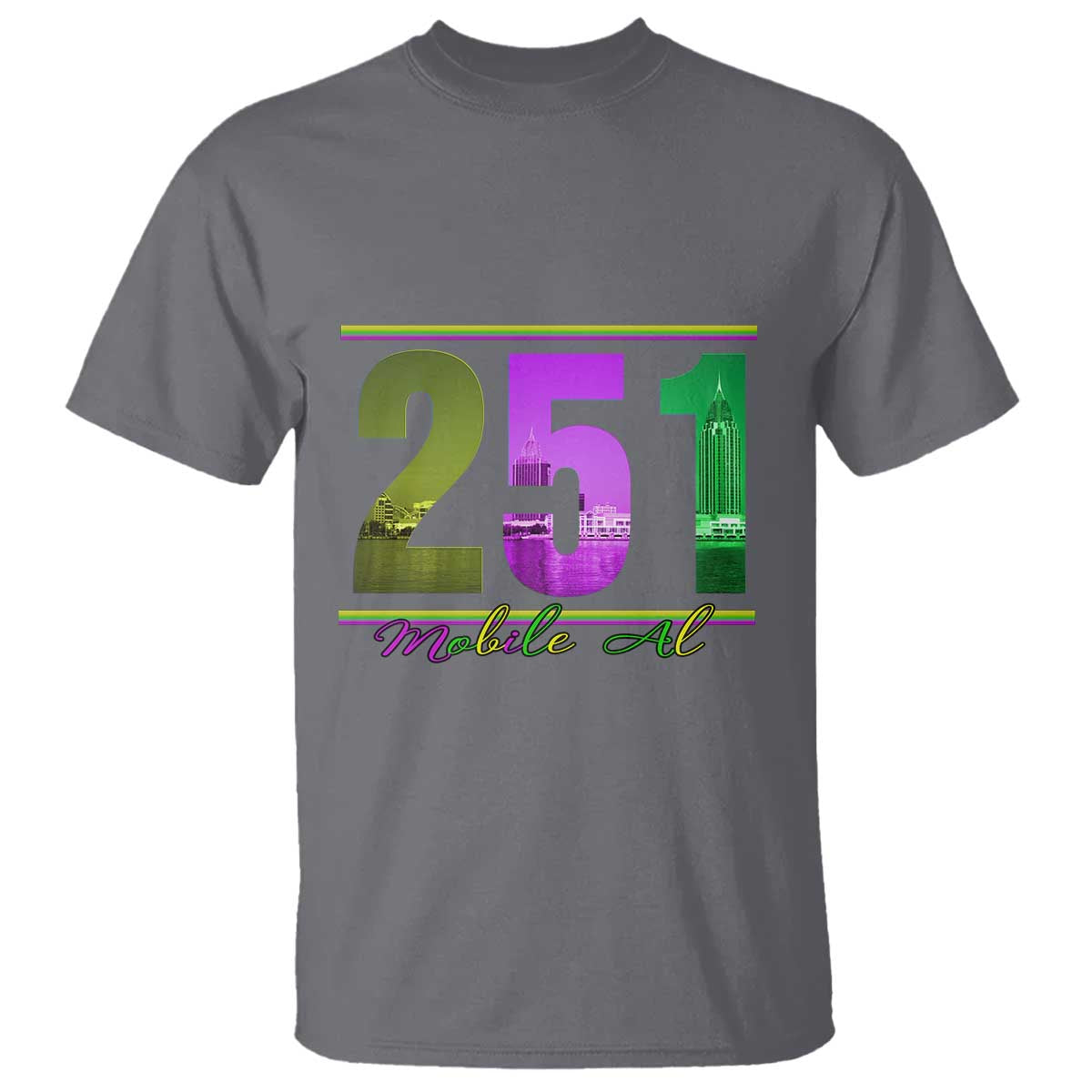 Funny Mardi Gras In Mobile Alabama 251 T Shirt Skyline Area Code