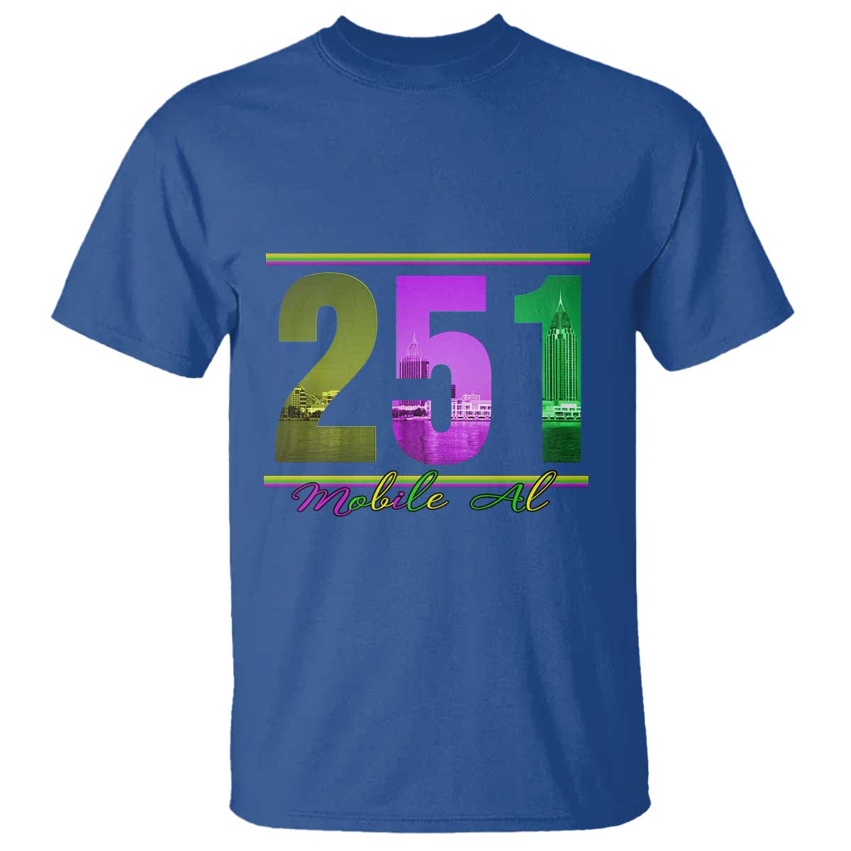 Funny Mardi Gras In Mobile Alabama 251 T Shirt Skyline Area Code