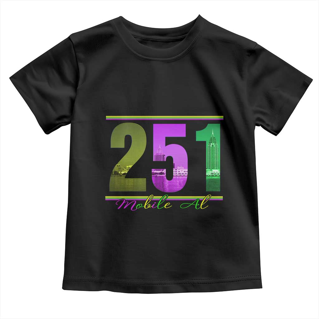 Funny Mardi Gras In Mobile Alabama 251 Toddler T Shirt Skyline Area Code