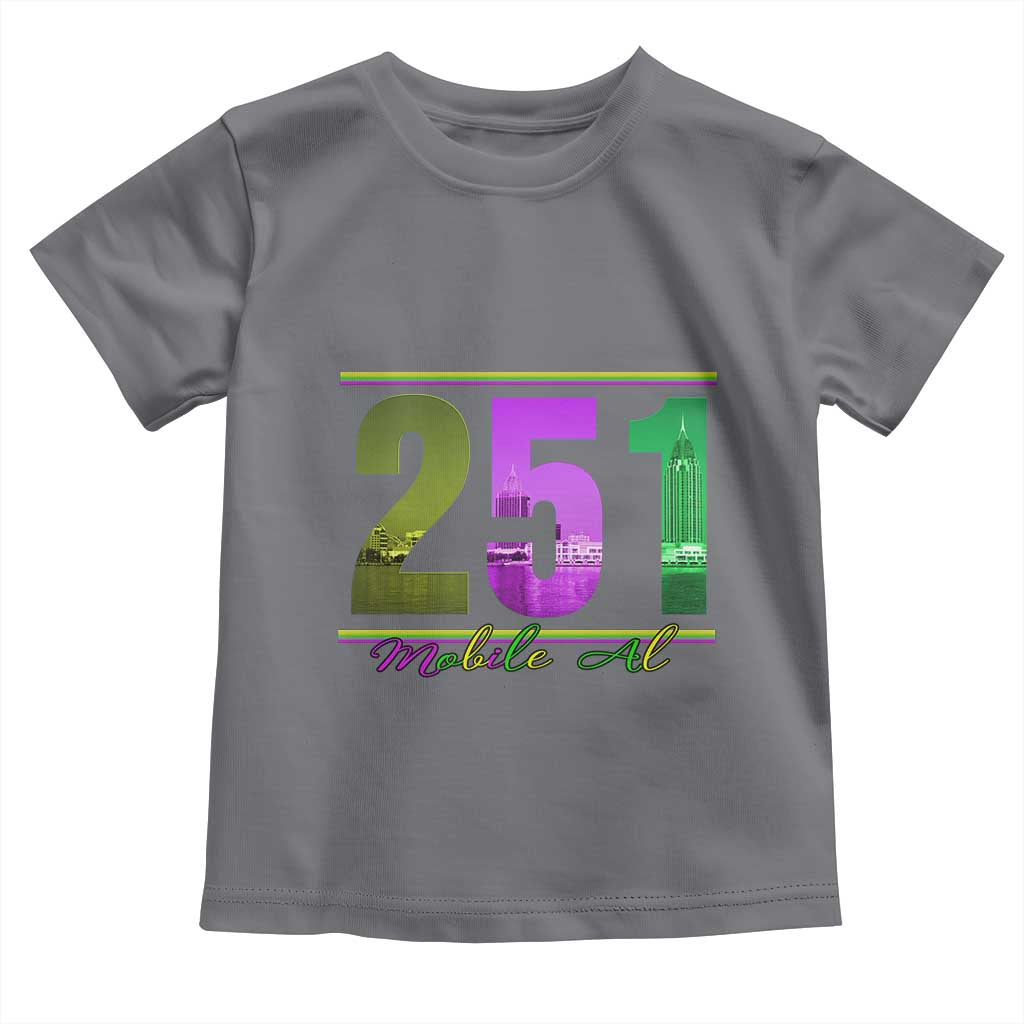 Funny Mardi Gras In Mobile Alabama 251 Toddler T Shirt Skyline Area Code
