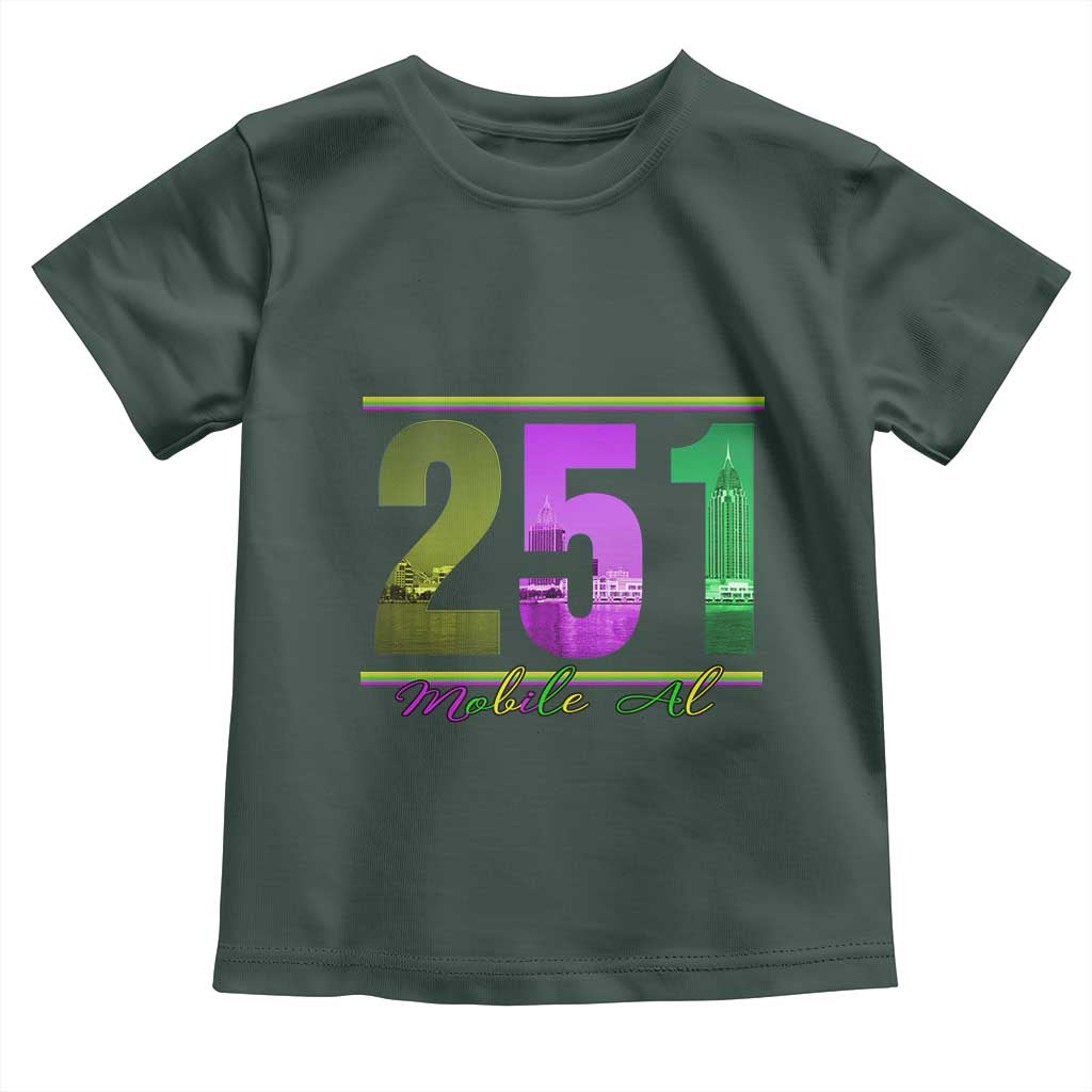 Funny Mardi Gras In Mobile Alabama 251 Toddler T Shirt Skyline Area Code