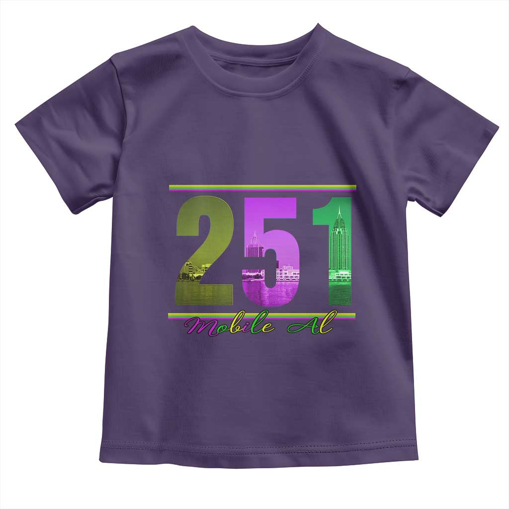 Funny Mardi Gras In Mobile Alabama 251 Toddler T Shirt Skyline Area Code