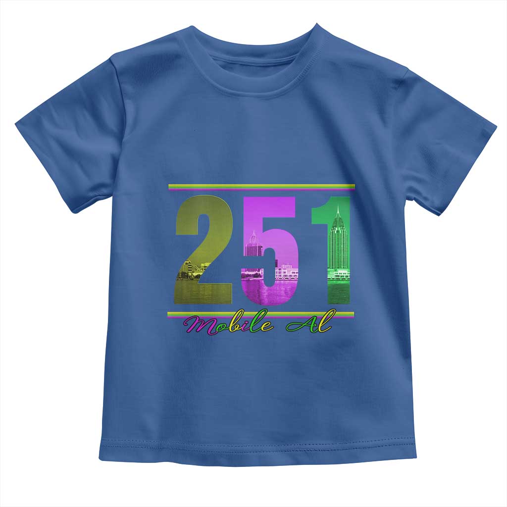 Funny Mardi Gras In Mobile Alabama 251 Toddler T Shirt Skyline Area Code