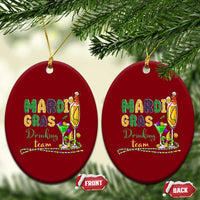 Funny Mardi Gras Drinking Team Ceramic Ornament Cocktails Wine Crawfish Beads Glitter Print