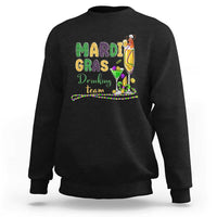 Funny Mardi Gras Drinking Team Sweatshirt Cocktails Wine Crawfish Beads Glitter Print