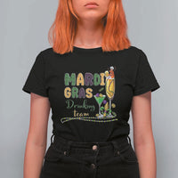 Funny Mardi Gras Drinking Team T Shirt For Women Cocktails Wine Crawfish Beads Glitter Print