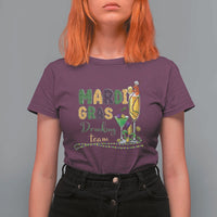 Funny Mardi Gras Drinking Team T Shirt For Women Cocktails Wine Crawfish Beads Glitter Print