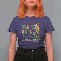 Funny Mardi Gras Drinking Team T Shirt For Women Cocktails Wine Crawfish Beads Glitter Print