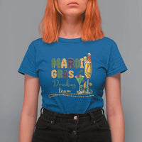 Funny Mardi Gras Drinking Team T Shirt For Women Cocktails Wine Crawfish Beads Glitter Print