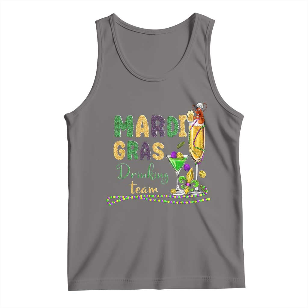 Funny Mardi Gras Drinking Team Tank Top Cocktails Wine Crawfish Beads Glitter Print