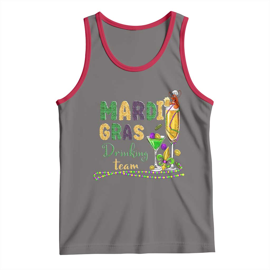 Funny Mardi Gras Drinking Team Tank Top Cocktails Wine Crawfish Beads Glitter Print