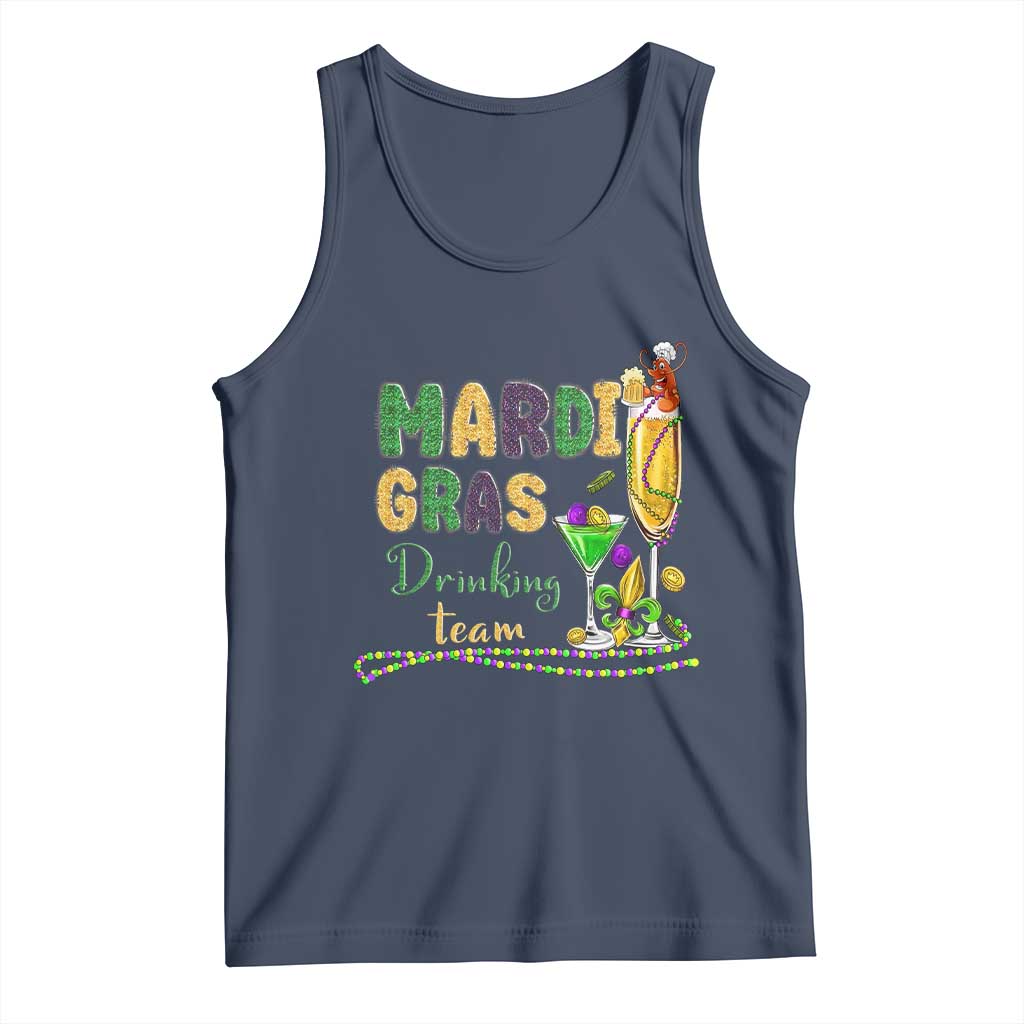 Funny Mardi Gras Drinking Team Tank Top Cocktails Wine Crawfish Beads Glitter Print