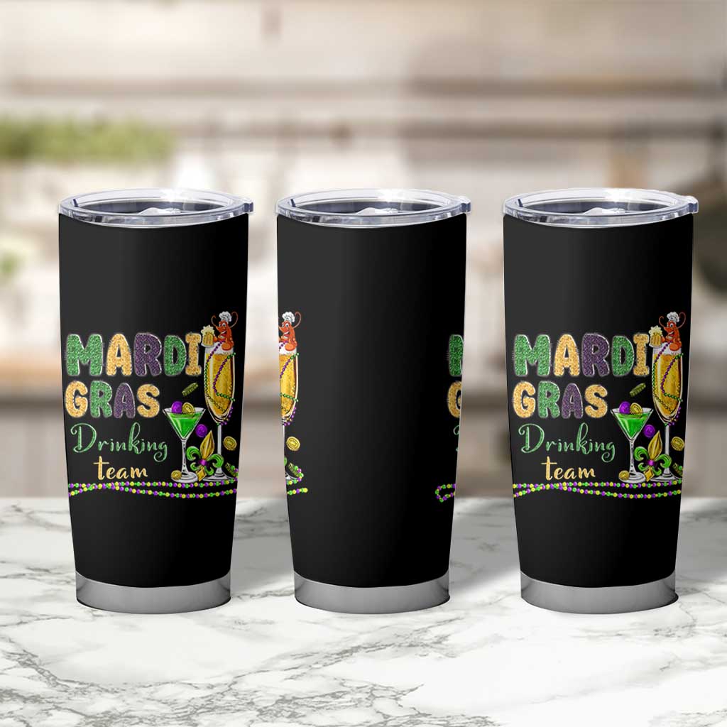 Funny Mardi Gras Drinking Team Tumbler Cup Cocktails Wine Crawfish Beads Glitter Print - Wonder Print Shop