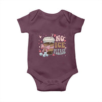 No Ice Please Baby Onesie Funny Coffee Lover Anti Ice Satire
